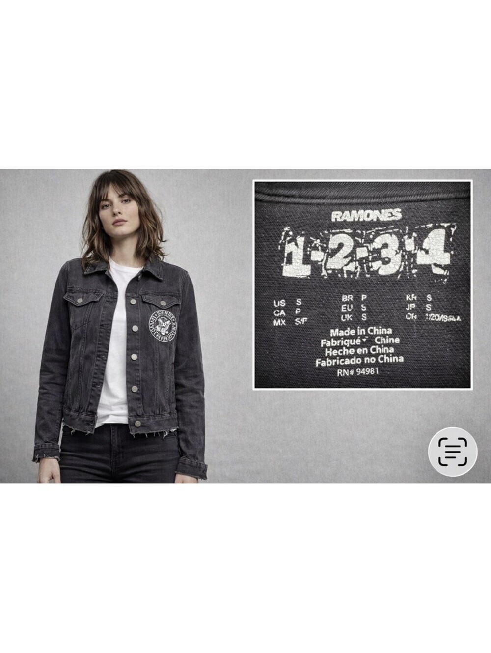 Ramones Band 1-2-3-4 Denim Jacket Women’s S Black Distressed